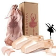 thumbnail image 4 of Nexete Professional Vanassa Pointe Shoes Dance Ballet Shoes with Ribbons &Toe Pads For Girls Women, 4 of 7
