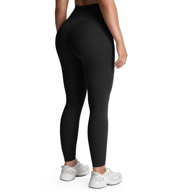 Leggings Aoxjox de cintura alta con control abdominal, negro, talla mediana