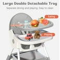 thumbnail image 5 of LHUAI, Foldable Baby High Chair, 4 in 1 Convertible High Chairs, With 5-Point Safety Harness, Adjustable Dining Tray & Backrest & Height, Easy To Clean Surface, For Babies And Toddlers, Grey, 5 of 8