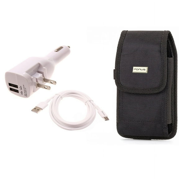 2-in-1 Car Home Charger & Case Belt Clip for iPhone 15 Pro Max - 6ft Long USB-C Cable TYPE-C Cord Travel Power Adapter Charging Wire and Swivel Holster Rugged Cover K4L for iPhone 15 Pro Max (6.7")