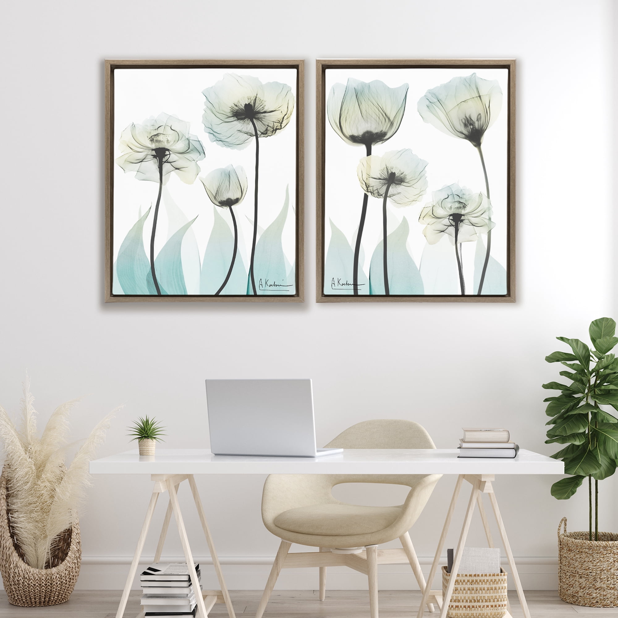 Stupell Industries Luxury Of Creation Flowers 2 Piece Brown Framed Floater Canvas Set, design by Albert Koetsier