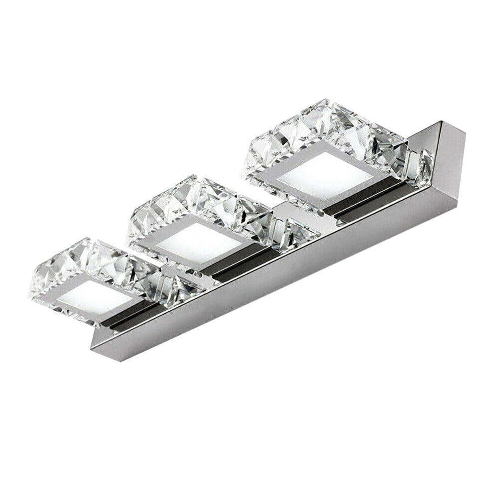 LED Silver Modern Wall-Mounted Makeup Front Mirror Light Vanity Wall Lamp Acrylic+Crystal For Bathroom