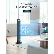 DREO Smart Tower Fan for Bedroom, 90° Oscillating 40 Standing Fan, 26ft/s High-Speed 5 Speeds 4 Modes, Quiet Room Floor Fans, Touch/Remote/APP & Voice Control, Work with Alexa, 12H Timer, Silver