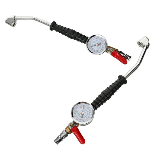 2 Pcs Tire Inflator With Pressure Gauge Tire Pump Chuck Hose Adapter For Air Compressor Quick-Inflation Car Motorcycle Bicycle Maintenance Accessories
