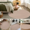 thumbnail image 6 of Brown 6ft Round Rug, Farmhouse Solid Brown Color Modern Art Non-Skid Rubber Backing Large Area Rugs - Living Room Bedroom Home Office, Indoor Floor Mat Carpets Washable Rug, 6 of 9