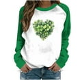 thumbnail image 2 of Xuyuer St. Patrick's Day Sweatshirt for Women Irish Shamrock Pullover Shirts Tops Raglan Sleeve Lucky Leaf Clover Shirt, 2 of 7