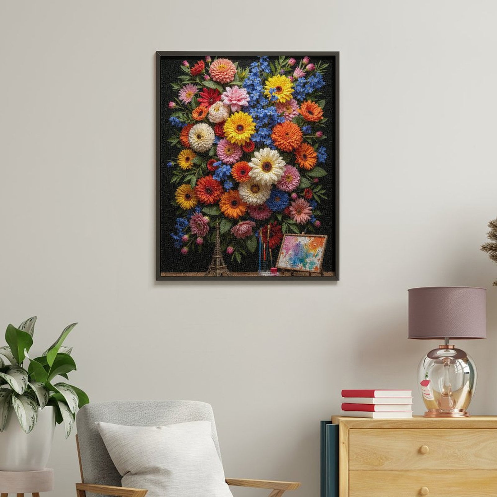 Paint By Numbers Kit for Adults Beginner - Colorful Floral Art Tools Canvas DIY Canvas Painting Kits for Adults, Frameless Paint By Number for Adults for Home Wall Decor 16x20 Inch
