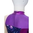 thumbnail image 3 of Miaeowve Kids Girls Ice Skating Leotard Turtleneck Jumpsuit Full Length Unitard Sparkly Dance Leotard Purple 16, 3 of 9