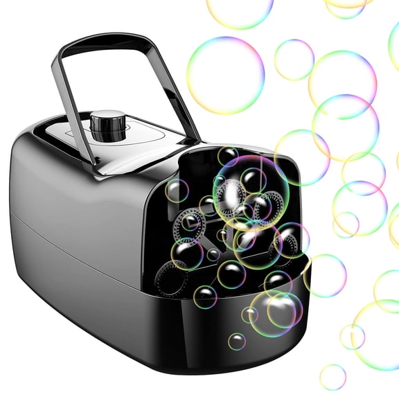 Bubble Maker Automatic Bubble Blower Portable Bubble Blowing Machine with 2 Speeds Handle 3000-4000 Bubbles Per Minute Plug-In Battery Powered