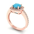 thumbnail image 2 of Clara Pucci 14K Rose Gold Solid Gold Turquoise Solitaire with Accents Anniversary Ring for Women - 1.335 cttw Round Cut, 2 of 8