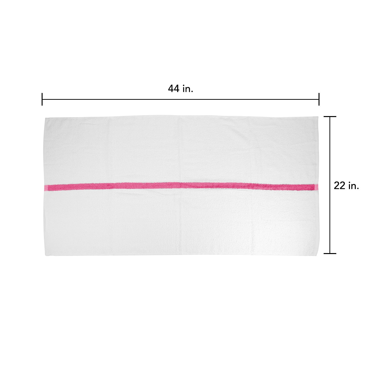 Arkwright Power Gym Bath Towels (6 Pack), 22x44 in., White with Pink Stripe, Soft Cotton