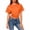 Orange, variant on Crop Tops for Women Loose Fit Crew Neck Batwing Sleeve T-Shirts Summer Casual Solid Color Basic Going Out Tees Blouses,M,Orange