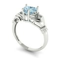 thumbnail image 2 of 1.05 ctw Claddagh Anniversary Ring for Women | Heart Cut Simulated Blue Diamond | Hyperallergenic Solid 18K White Gold, 2 of 5
