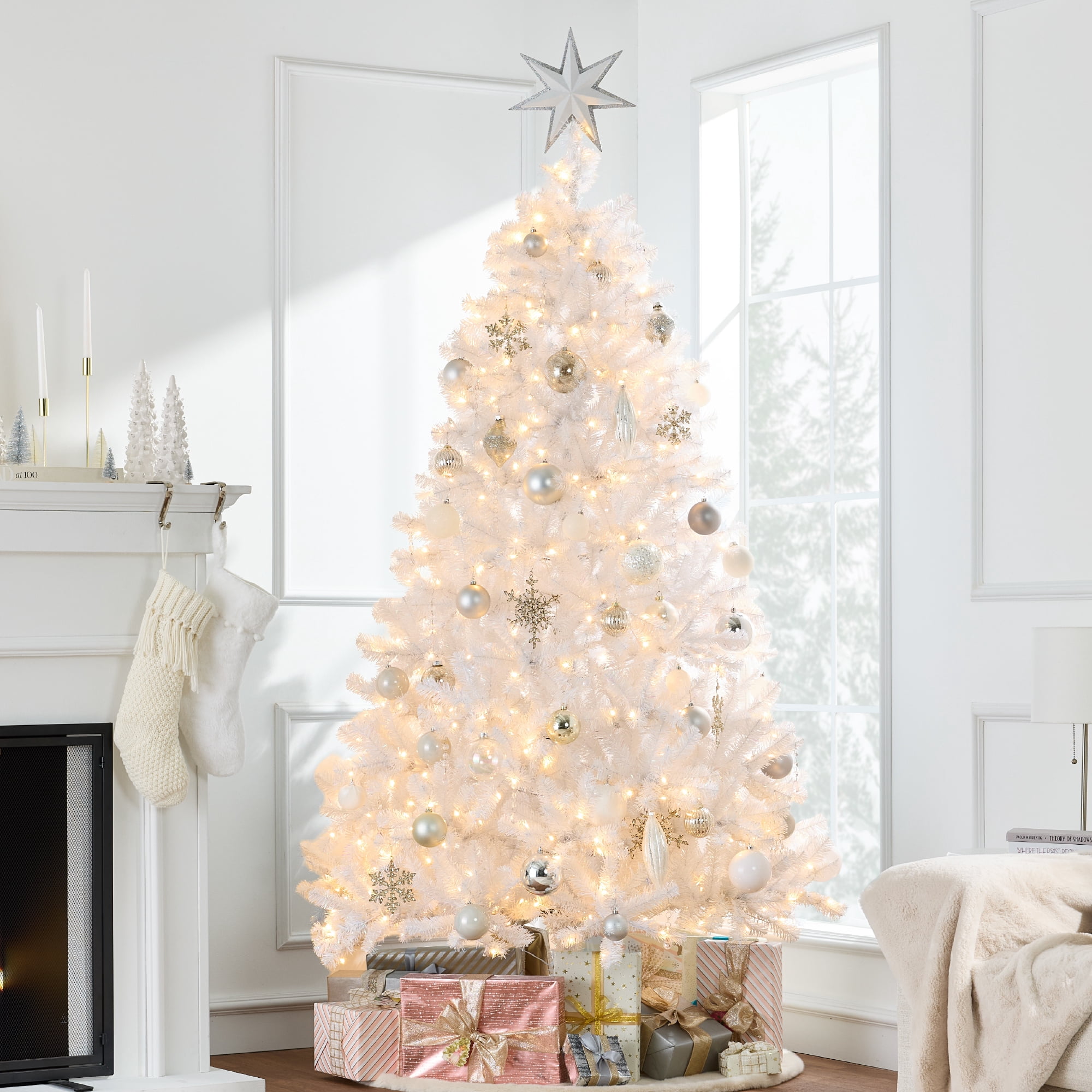 Best Choice Products 6ft Prelit Artificial Tinsel Christmas Tree Festive Holiday Decoration w/ 1,000 Tips - White