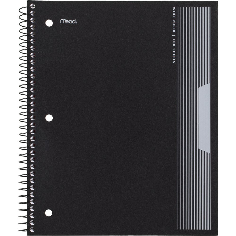 Mead Spiral Notebook, 1 Subject, Wide Ruled, 8 1/2" x 11", Black (930031FEWMT)