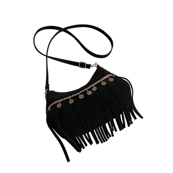 7829 Western Fringes Underarm Purse Mini Hipppie Shoulder Bag with Tassels Crossbody Bag Adjustable Strap for Women