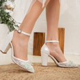 thumbnail image 2 of Ivy - Zapatos de boda con encaje floral 3D color marfil crema 23 CM, 2 of 5