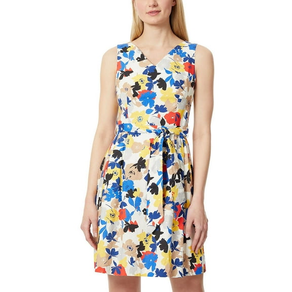 Jones New York Womens Belted Midi Fit & Flare Dress