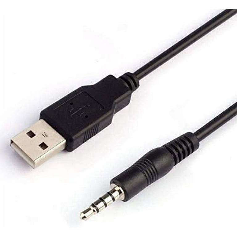 3.5mm Male AUX Audio Jack to USB 2.0 Male Charge Cable Aux to USB Adapter  Cord USB to Aux Adapter, Black, 3 Feet