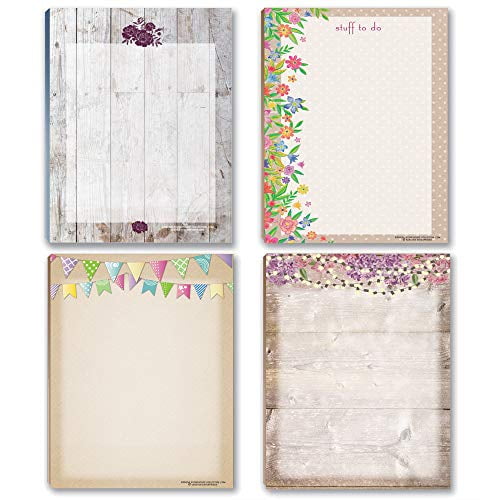 Rustic Notepads - 4 Assorted Notepds - 50 Sheets Per Pad 4.25x5.5 inches (Rustic #2)