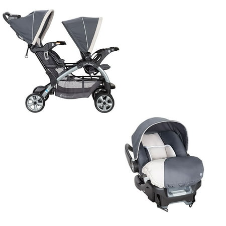Baby Trend 5 Point Double Stroller & 35 LB Infant Car Seat w/ Car Base, (Best Car Seat Jogger Combo)
