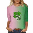 thumbnail image 2 of Meichang Hauts pour Femmes Tendance Manches 3/4 en Liquidation, T-Shirts de la Saint-Patrick Trèfle à Quatre Feuilles Graphiques Col Rond en Liquidation, 2 of 4