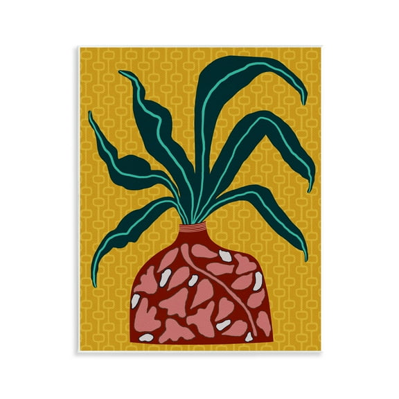 Stupell Industries Spider Plant on Yellow Plants & Flowers Painting Unframed Art Print Wall Art, 11 x 14