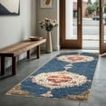 thumbnail image 3 of GLN Rugs Anatolium - Indoor, Machine Washable Area Rug 2'6"x6'6" Turkish Blue Home Carpet, All Ages, 3 of 10