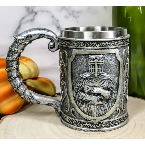 Ebros Medieval Crusader Knight Of The Cross Mug Armor Suit Large Tankard Mug