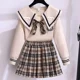 thumbnail image 2 of Sanrioes Anime Kuromi Cinnamorol Girl Princess Dress Kids Collegiate Style Sweater Spring Tops+Pleated Skirt Outfits Pullover, 2 of 5