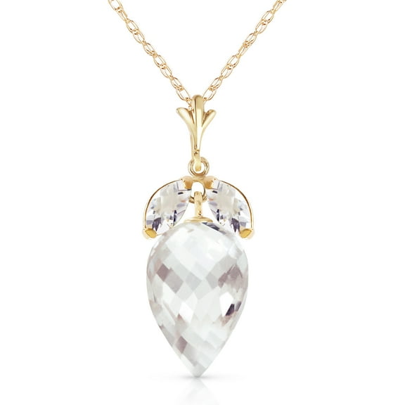Galaxy Gold GG 14K Yellow Gold Natural White Topaz Marquise Stones and Pointy White Topaz Briolette Drop Necklace - Courage & Clarity - 16" to 24" - Fine Jewelry for Women