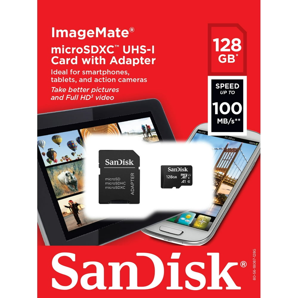 SanDisk 128GB ImageMate microSDXC UHS1 Memory Card with Adapter C10