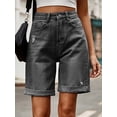 thumbnail image 4 of OYYN Women's Jean Shorts Y2K High Waist Baggy Wide Leg Denim Shorts Rolled Cuff Distressed Jorts for Summer Streetwear, 4 of 6