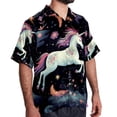 thumbnail image 2 of Starry Unicorn Men's Short Sleeve Spread Collar Tops, Casual Button Down Shirts, Printed Summer Beach Shirts, Unisex, 2 of 6