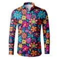 thumbnail image 2 of CONZONE Mens 70S Disco Buttons Down Shirts Long Sleeve Shirts for Men Trendy Floral Graphic Lapel Soft Lightweight Tops, 2 of 3