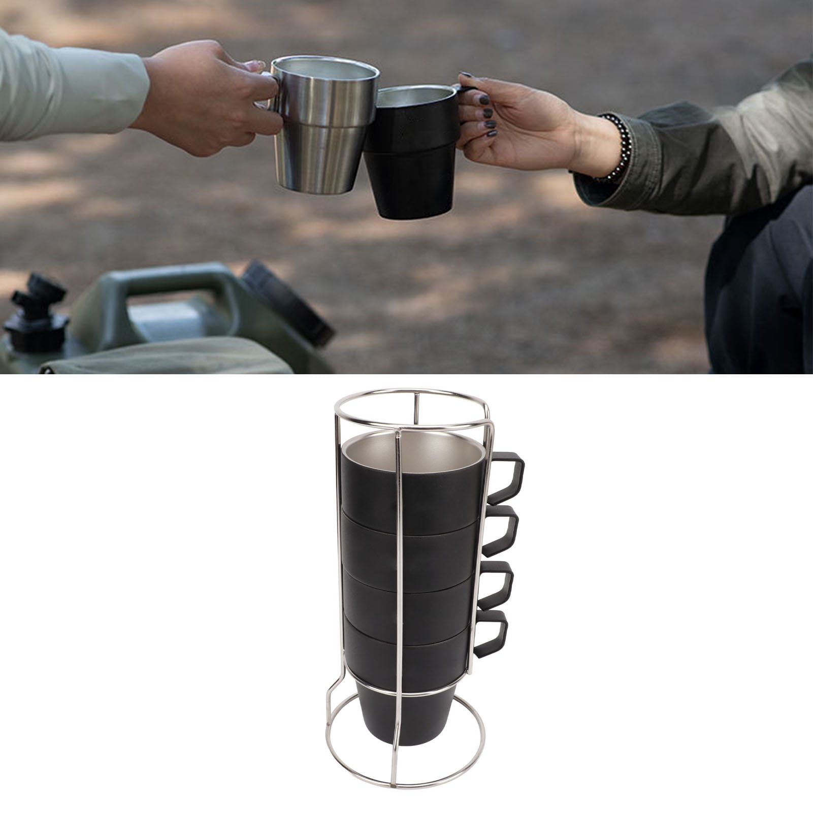Lot De 3 Tasses De Camping Empilables En Métal Inoxydable - Gobelets Voyage