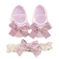 thumbnail image 3 of Esho Newborn Baby Girls Shoes with Headband, Infant Bowknot Crib Cute Party Dress Shoes 0-12M, 3 of 7