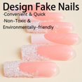 thumbnail image 3 of 24 Uds. De punta francesa blanca para uñas, uñas postizas largas de ataúd, diseños de brillo de diamantes de imitación blancos, uñas artificiales de cobertura completa, 3 of 5