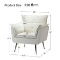 thumbnail image 6 of Classic Accent Chair Set of 2 Tufted Cushion Velvet Armchair Home Living Room Adult Ivory, 6 of 8