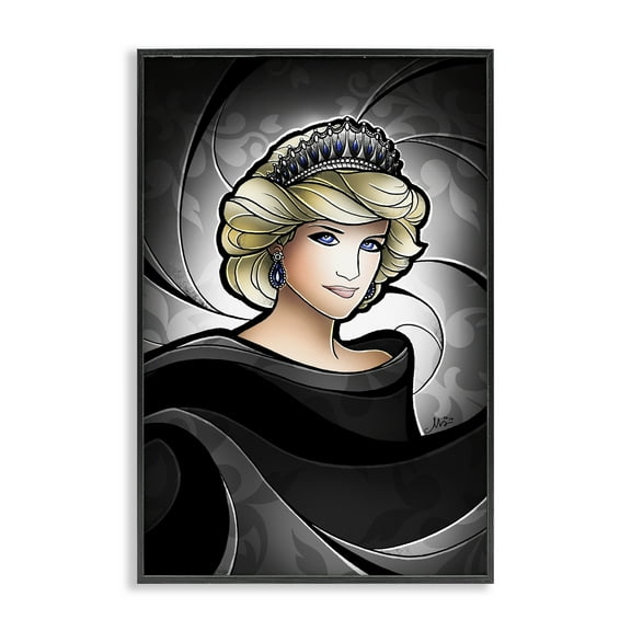 Stupell Industries Royal Peoples' Princess People Painting Black Framed Art Print Wall Art, 12 x 18