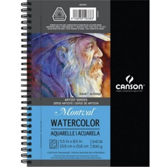 Canson C400059878 5.5 x 8.5 in. Cold Press Watercolor Pad - Side Wire