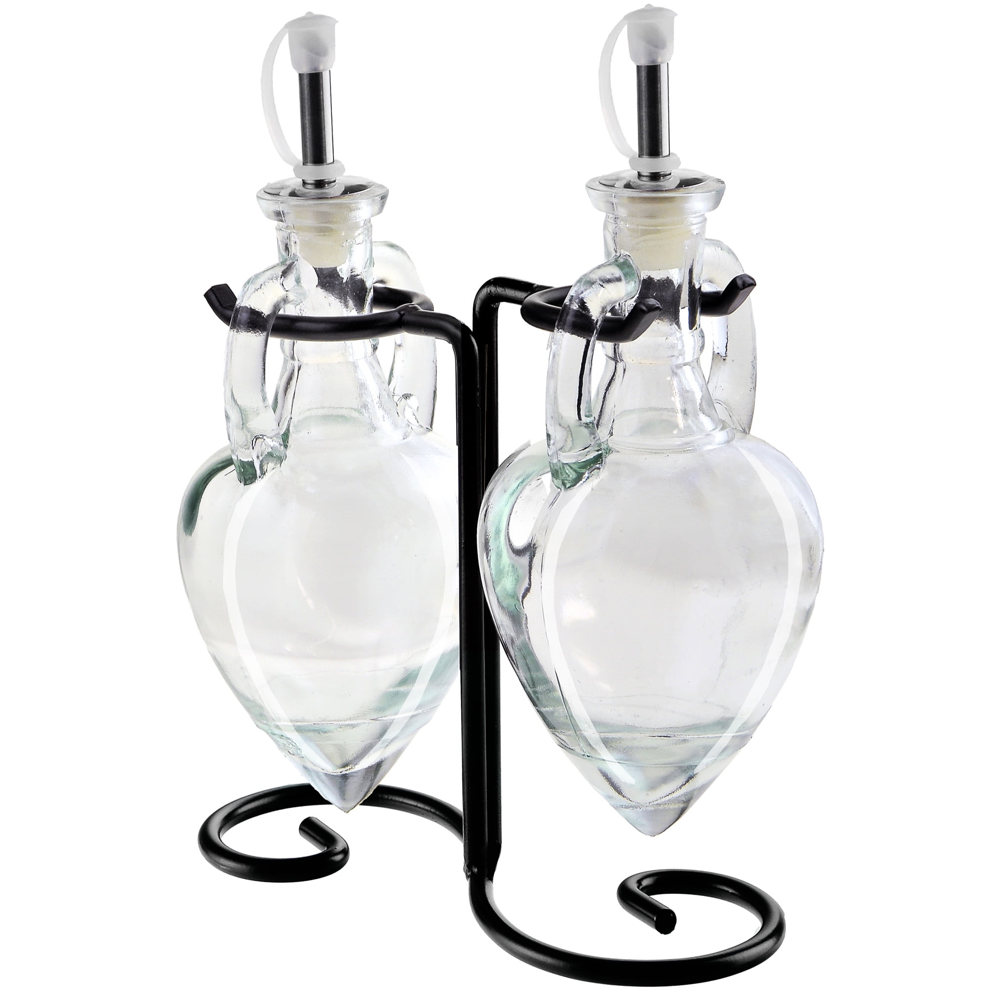 Couronne Co Amphora Double Oil and Vinegar Glass Cruet Set with Stand