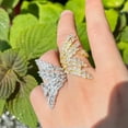 thumbnail image 3 of Gold Plated Cubic Zircon Big Adjustable Open Leaf Finger Ring Jewelry Accessory, 3 of 9