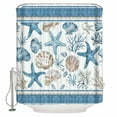thumbnail image 2 of Blue Coastal Nautical Waterproof Fabric Shower Curtain, Summer Beach Starfish Shell Coral Shower Curtain for Bathroom Curtains Bathtubs Hotel Washable Shower Curtains with 12 Hooks Small 36x78in, 2 of 6