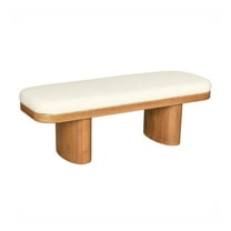 TOV Furniture Ollie White Boucle Wooden Bench