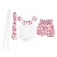thumbnail image 1 of Conjunto de top de algodón para niñas recién nacidas, mameluco y pantalones cortos florales de 0 a 6 meses Amarillo, 1 of 9