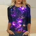 thumbnail image 2 of ZQGJB Cute Butterfly Print Shirts for Women Dressy Casual 3/4 Lenght Sleeve Round Neck Graphic T-Shitrs Top Loose Fit Comfy Tunic Tees Blouse Multicolor#13 XXXL, 2 of 6