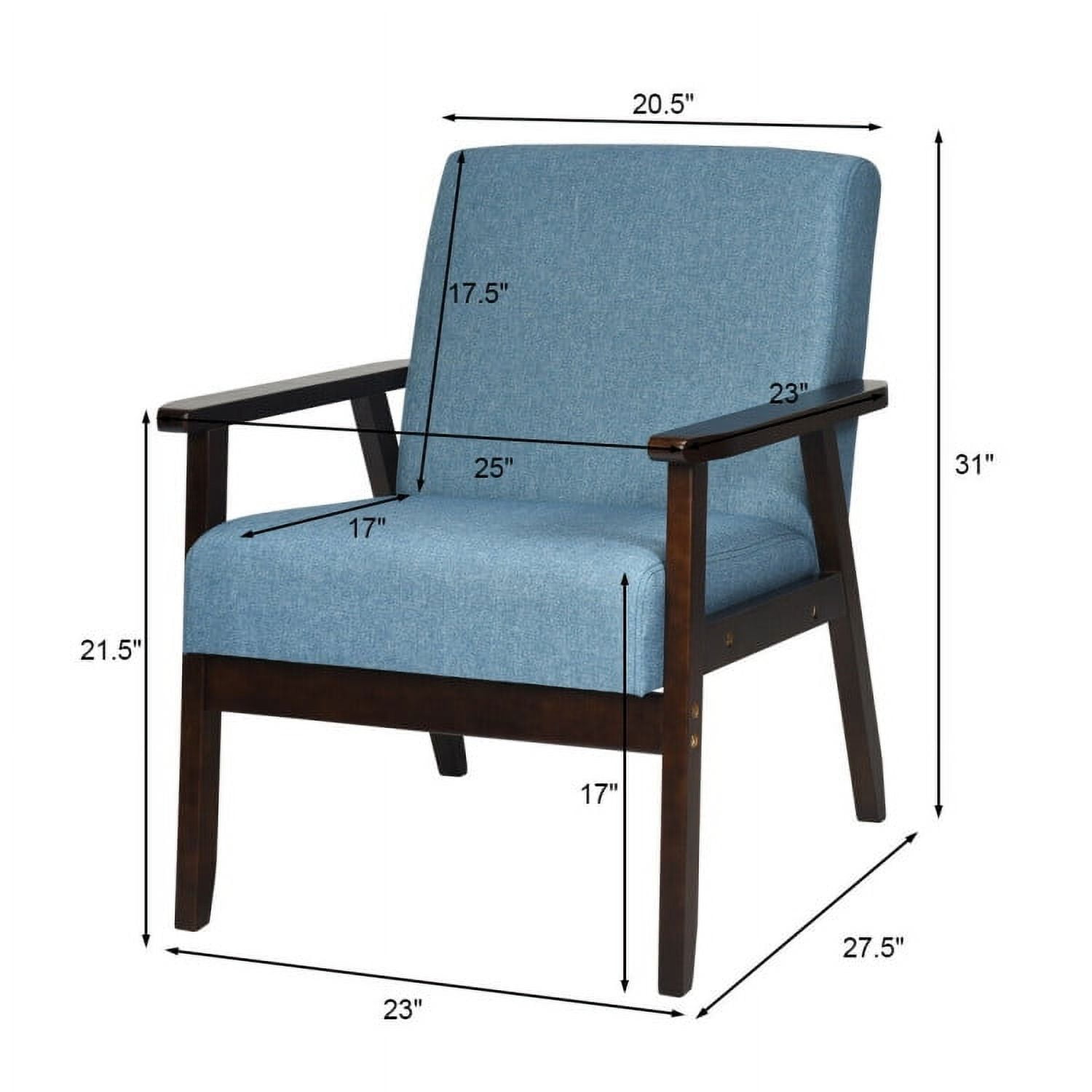 Finihen Mid-Century Modern Accent Chair, Retro Fabric Armchair, Solid Rubber Wood Fabric Accent Armchair, for Living Room, Blue Finihen Mid-Century Modern Accent Chair, Retro Fabric Armchair, Solid Rubber Wood Fabric Accent Armchair, for Living Room, Blue