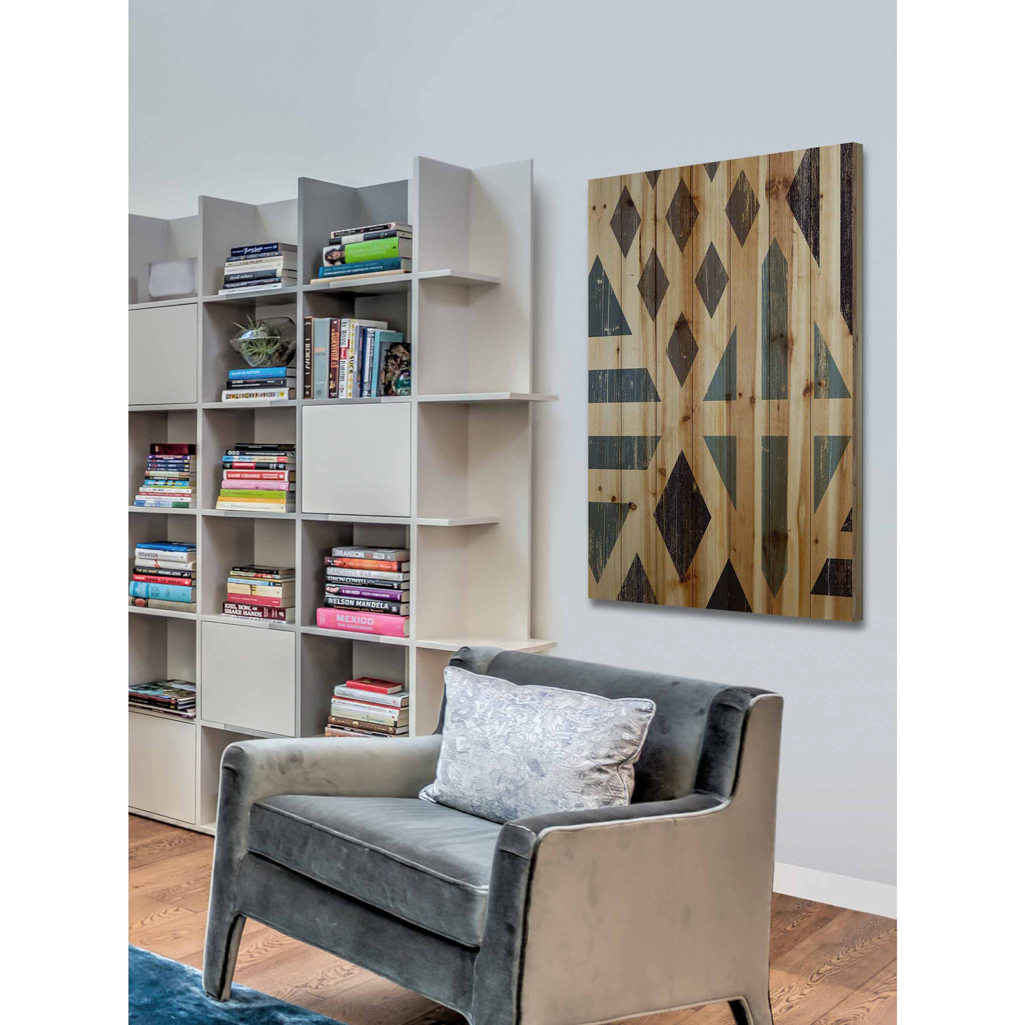 Marmont Hill - "Disconnected Diamonds" Painting Print on Natural Pine Wood