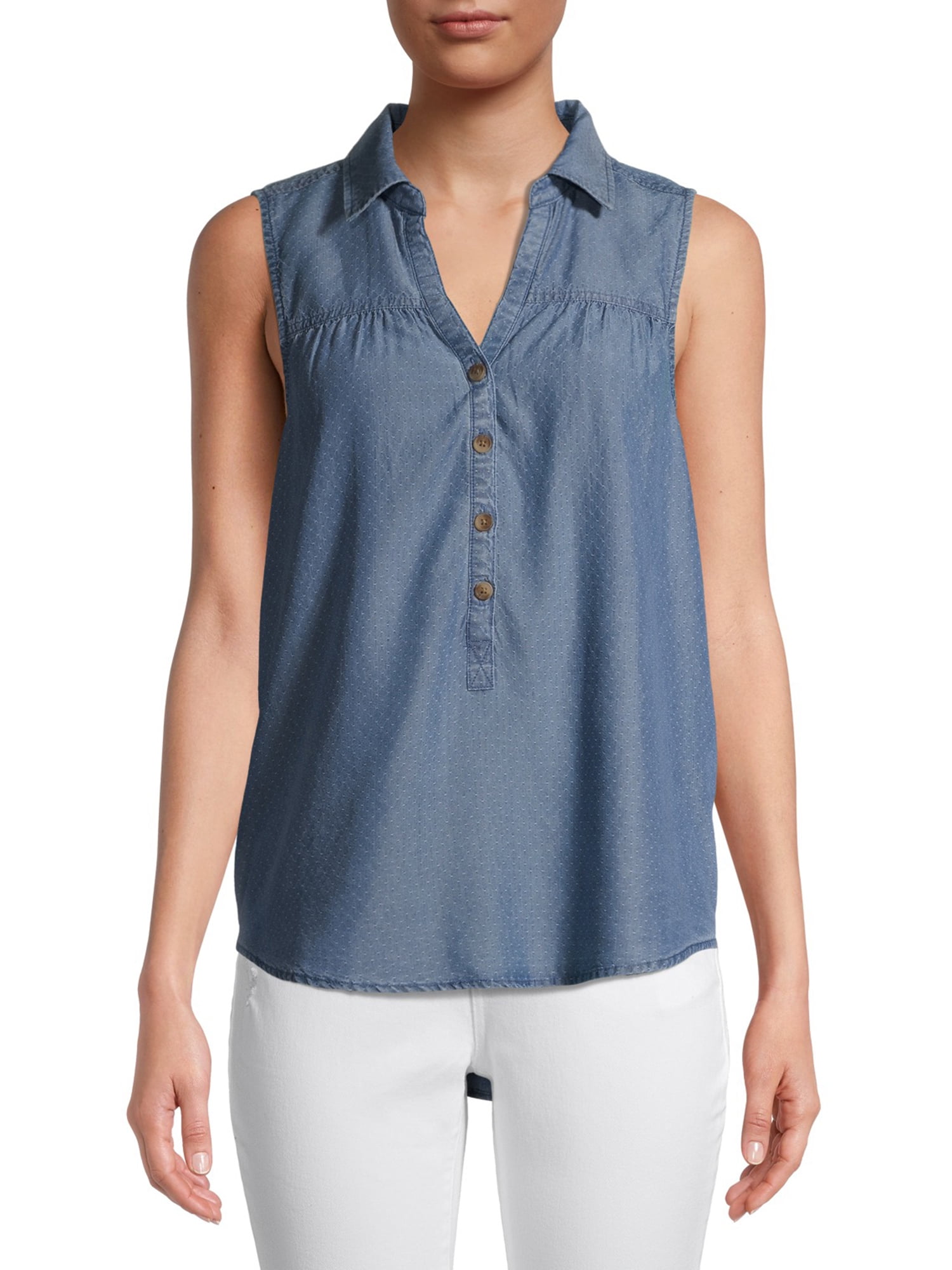 sleeveless popover blouse